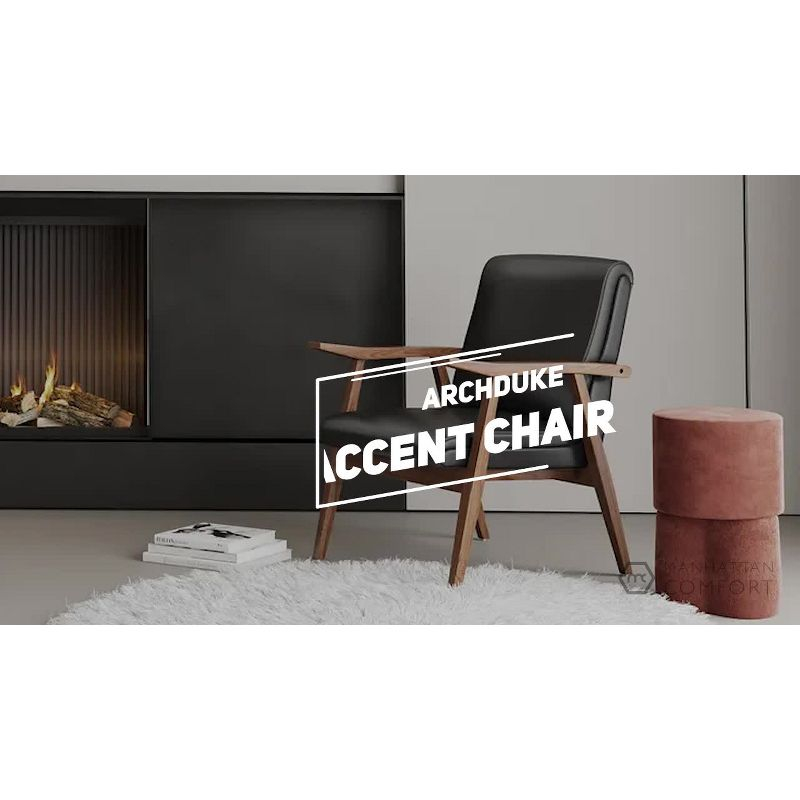 Set of 2 Archduke Faux Leather Accent Chairs Black - Manhattan Comfort: Beechwood Frame, No Assembly Required