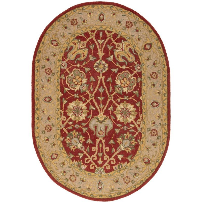 Antiquity AT21 Hand Tufted Indoor Area Rug - Rust - 4'6"x6'6" Oval - Safavieh
