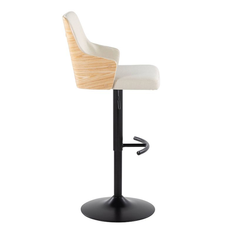LumiSource Set of 2 Stella Adjustable Swivel Barstools Black/Natural Wood/Cream