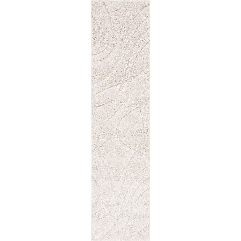 Florida Shag SG471 Power Loomed Indoor Runner Rug - Creme/Creme - 2'3"x9' - Safavieh