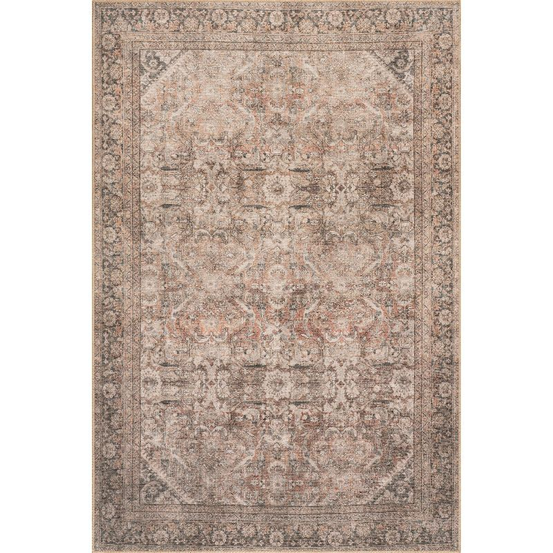 Nuloom Hillstone Collection Deka Traditional Vintage Medallion Area Rug, 6' 7" x 9', Rust