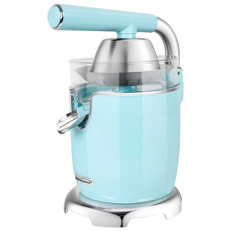Brentwood 200-Watt 1-Speed Electric Citrus Juicer with 2 Cones and Stainless Steel Lever (Blue)