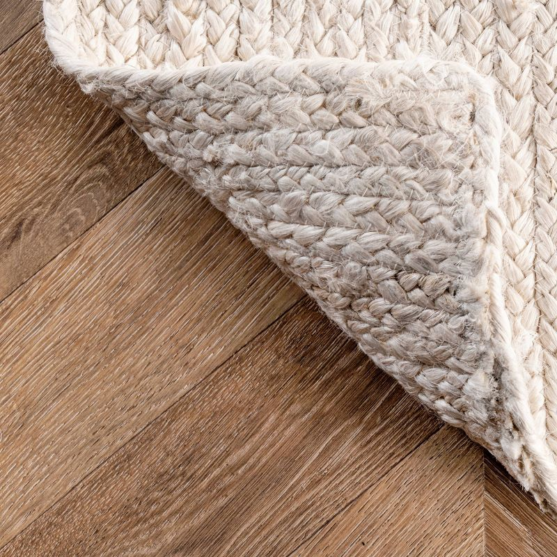 2'6"x8' Runner Hand Woven Rigo Jute Area Rug Off White - nuLOOM: Farmhouse Style, Solid Pattern, Low Pile, Indoor Use