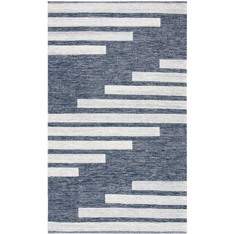 Striped Kilim STK514 Hand Woven Area Rug - Navy/Ivory - 6'x9' - Safavieh.
