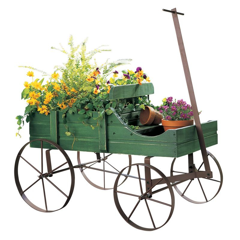 Collections Etc  Wagon Decorative Garden Planter NO SIZE Green