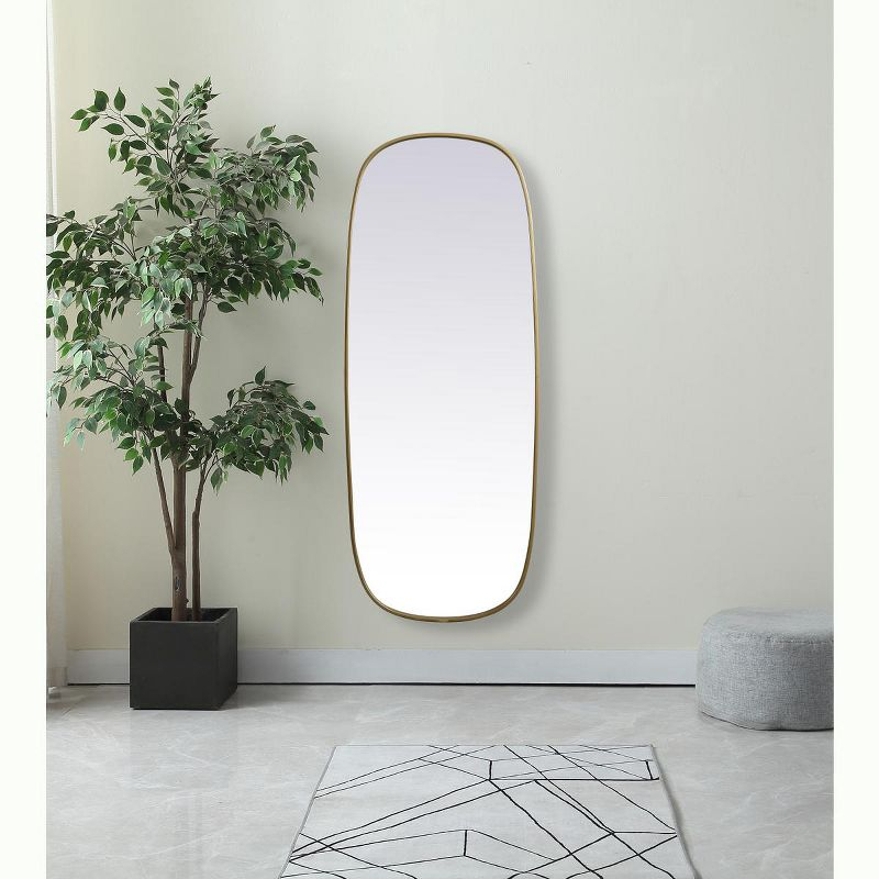 Elegant Lighting Metal Frame Oval Mirror 24x60 Inch in Brass