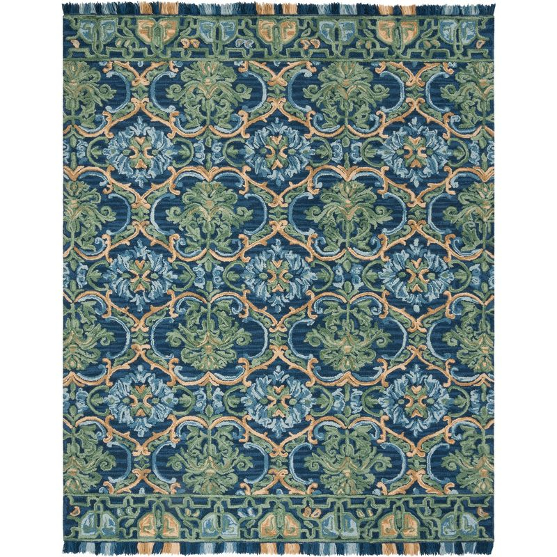 Blossom BLM422 Hand Tufted Area Rug - Navy/Green - 8'x10' - Safavieh.