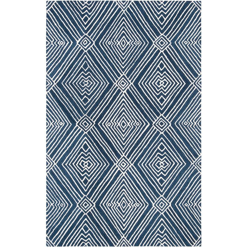 Micro-Loop MLP608 Hand Tufted Indoor Area Rug - Navy/Ivory - 5'x8' - Safavieh