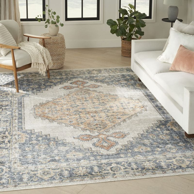 Nourison Astra Machine Washable Vintage Persian Indoor Rug Grey/Gold 9' x 12'