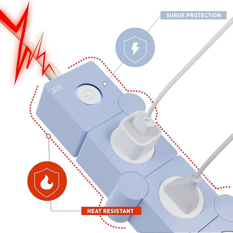 iJoy Flexible Power Strip- 3 AC Outlets and 2 USB Charging Ports with 5 Ft Extension Cord