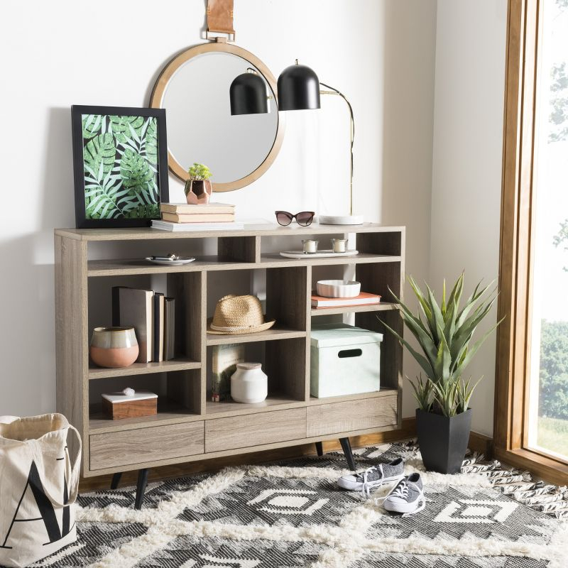 Marina Etagere - FOX4279 - Light Brown/Black - Safavieh Couture