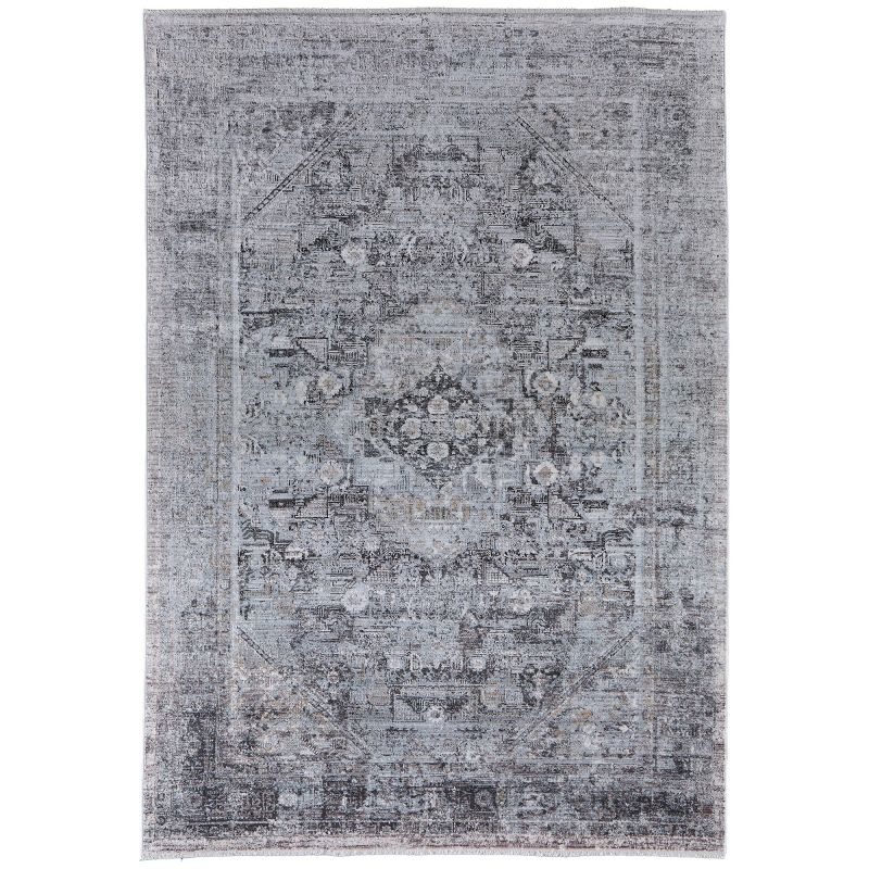 Sarrant Transitional Medallion Gray/Silver/Ivory Area Rug