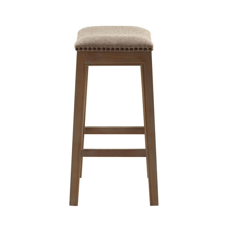 Madison Park Westley Saddle Counter Height Barstools Linen: 27" Upholstered, Wood Legs, 300 lbs Capacity