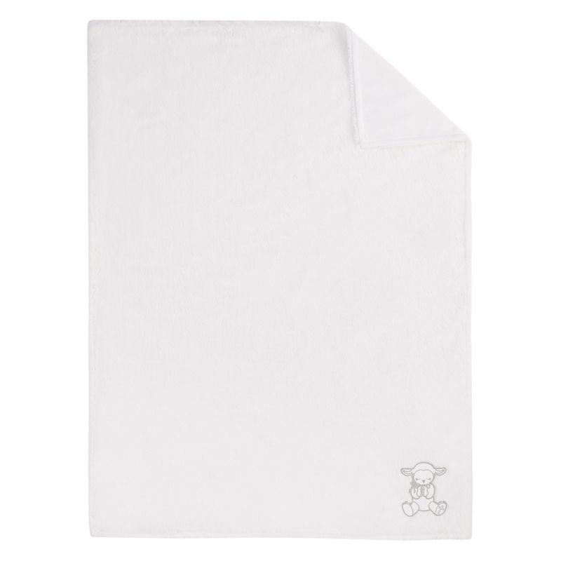 Little Love by NoJo Plush White Lamb Baptism Baby Blanket with Praying Hands and Embroidered Cross for Baptism or Christening Gifts