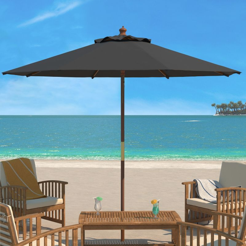Cannes 11Ft Wooden Pulley Market Umbrella  - PAT8109 - Grey - Safavieh