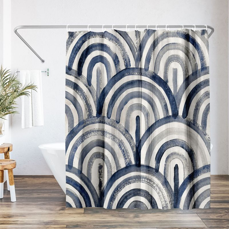 71x74 Blue Abstract Shower Curtain - 100% Polyester - Water-Resistant Bath Curtain