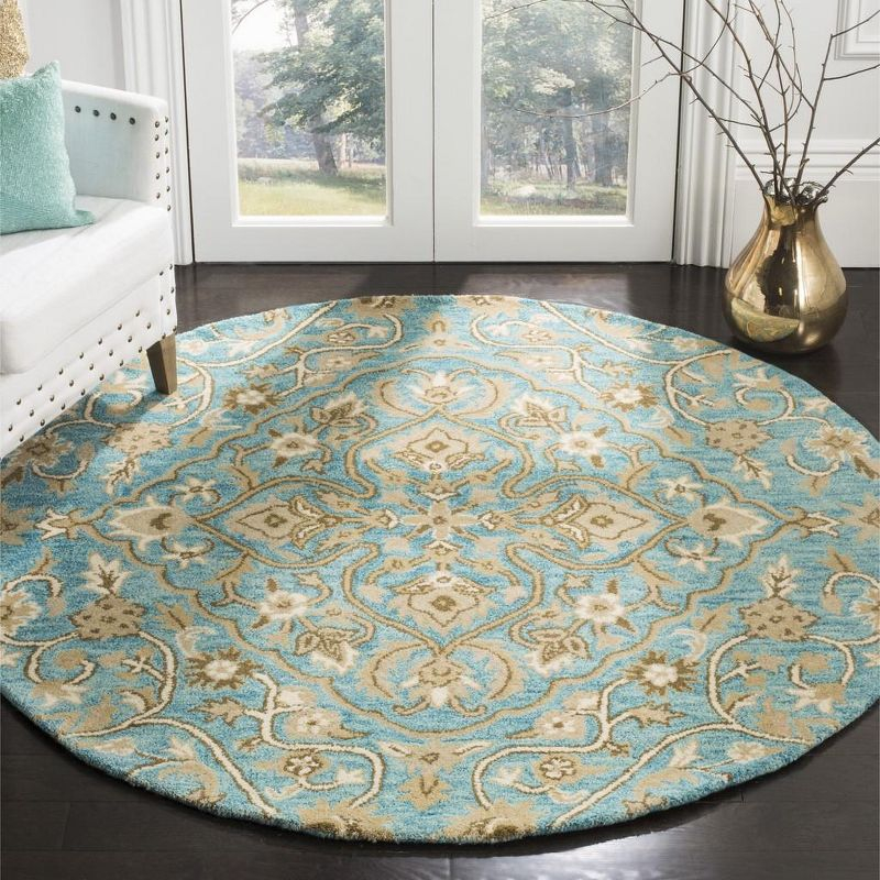 Bella BEL673 Hand Tufted Area Rug - Blue/Taupe - 5' Round - Safavieh.