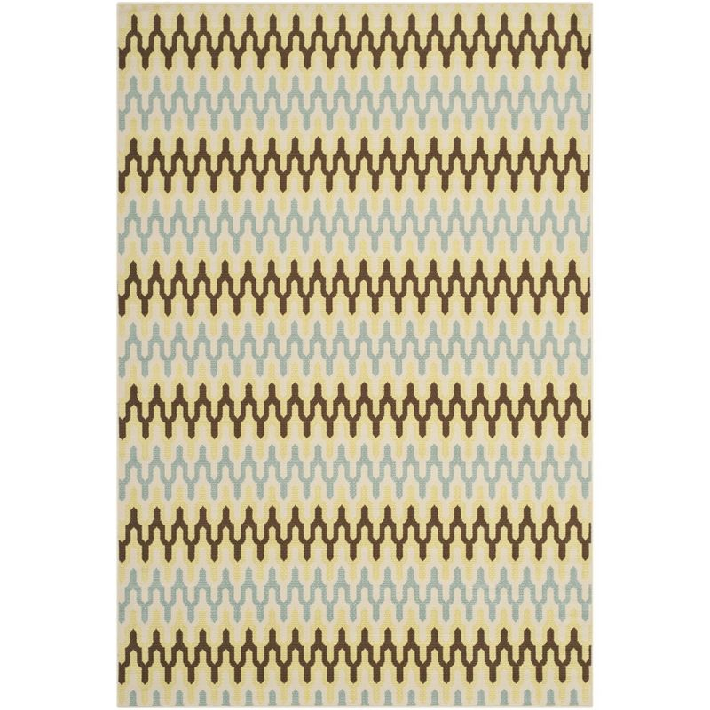Hampton HAM518 Indoor/Outdoor Machine Made Area Rug - 6'7"x9'6" - Green/Light Blue - Safavieh