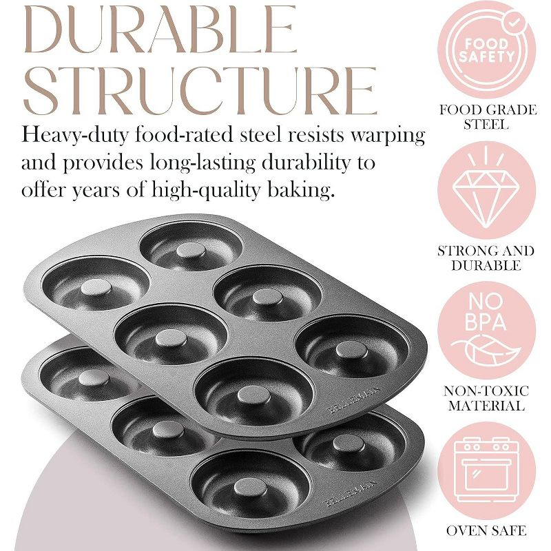 Bellemain Premiere Donut Pan for Baking Nonstick Doughnut Pan with 6-Doughnut Molds | Steel Donut Trays | Make Perfect Bagels and Cake Donuts (2)
