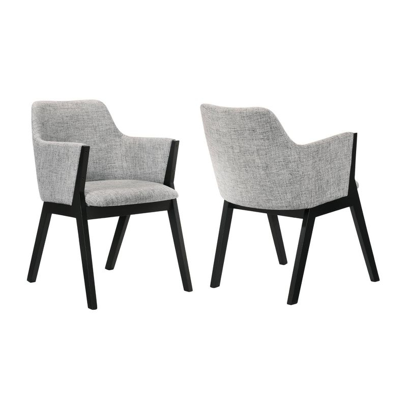 Armen Living Set of 2 Renzo Fabric Wood Dining Chairs Gray/Black: Polyester Upholstery, Foam Fill, Armrests