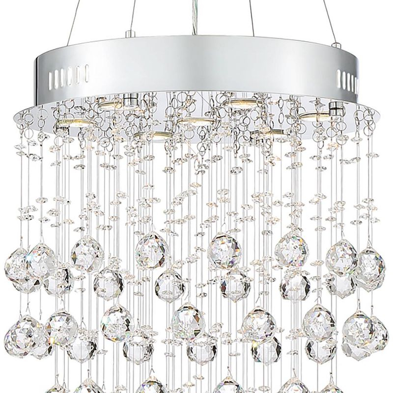 Vienna Full Spectrum Aida Chrome Chandelier Lighting 18" Wide Modern Pouring Crystal Glass Globes 7-Light Fixture for Dining Room House Kitchen Island