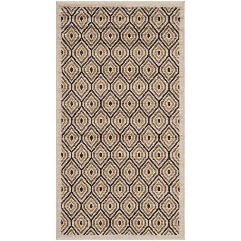 Veranda VER003 Power Loomed Indoor and Outdoor Accent Rug - Cream/Chocolate - 2'7"x5' - Safavieh.