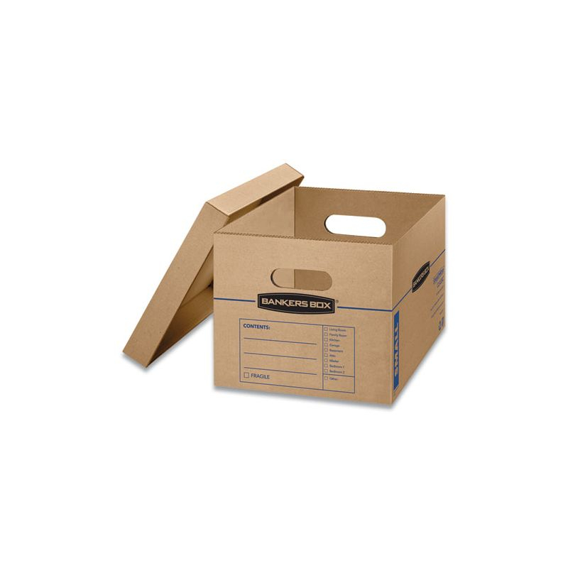 Bankers Box SmoothMove Classic Moving/Storage Boxes, Half Slotted Container (HSC), Small, 12" x 15" x 10", Brown/Blue, 20/Carton