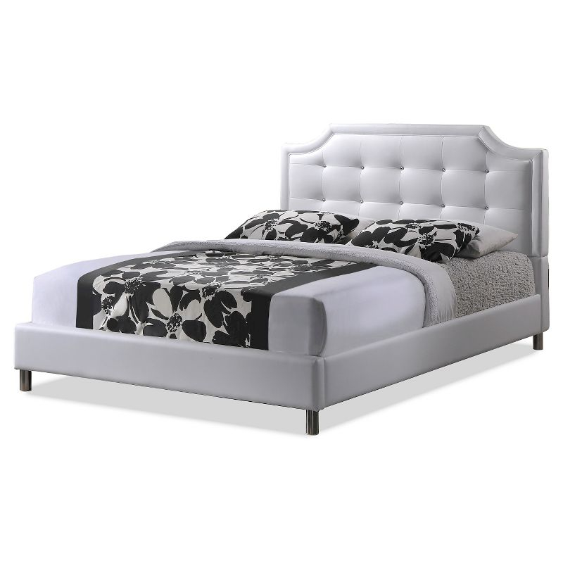 Full Adult Bed 80"x28"x8" White - Baxton Studio: Contemporary Platform Design, Faux Leather