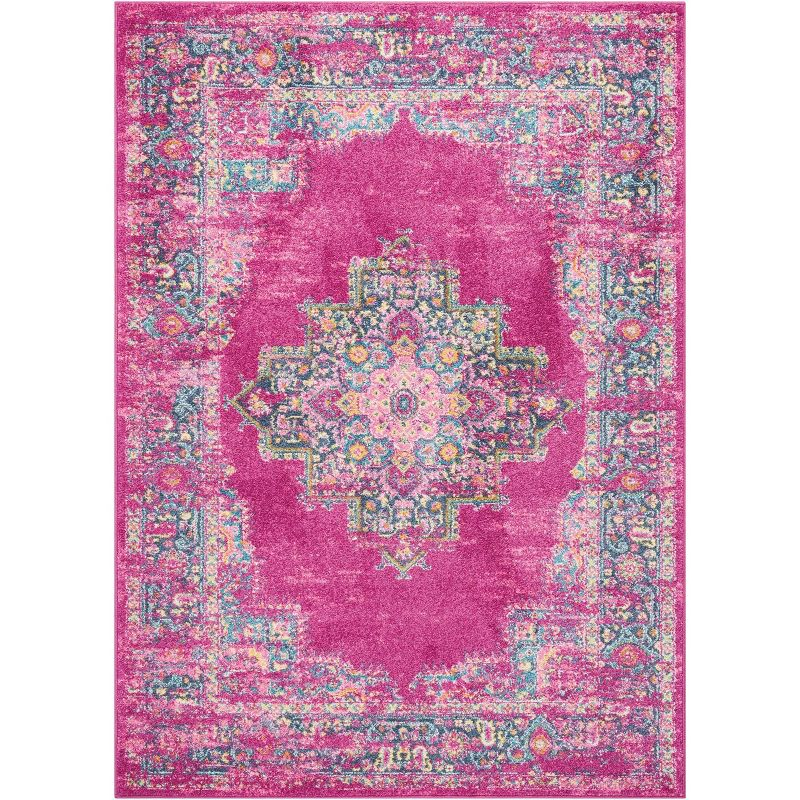 Nourison Passion Medallion Bohemian Indoor Rug Fuchsia 6'7" x 9'6"