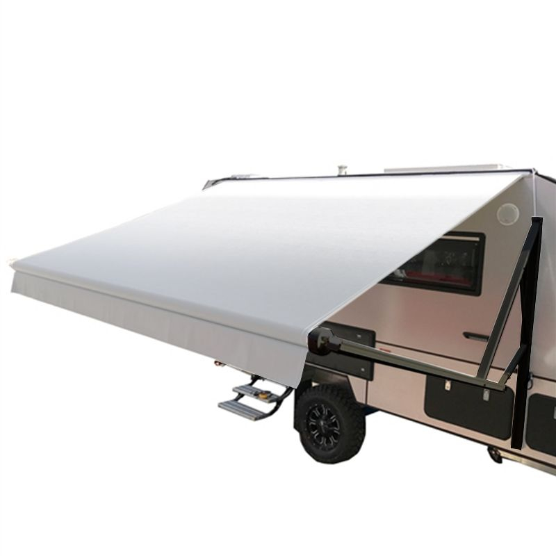 ALEKO Retractable RV Awning 16 X 8 ft Camping Waterproof Vinyl Canopy Gray