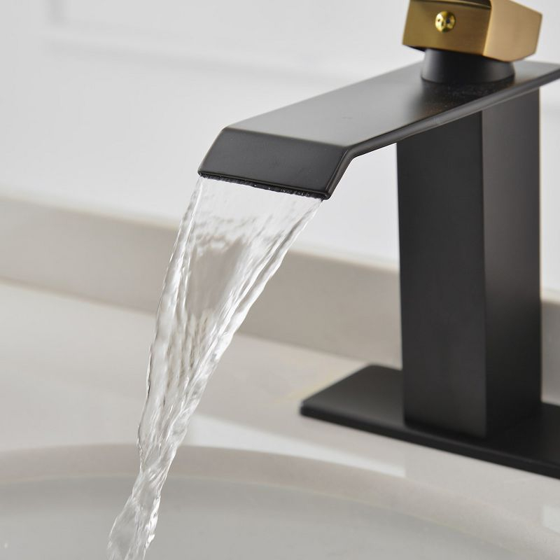 BWE Waterfall Single Hole Single-Handle Low-Arc Bathroom Faucet With Pop-up Drain Assembly