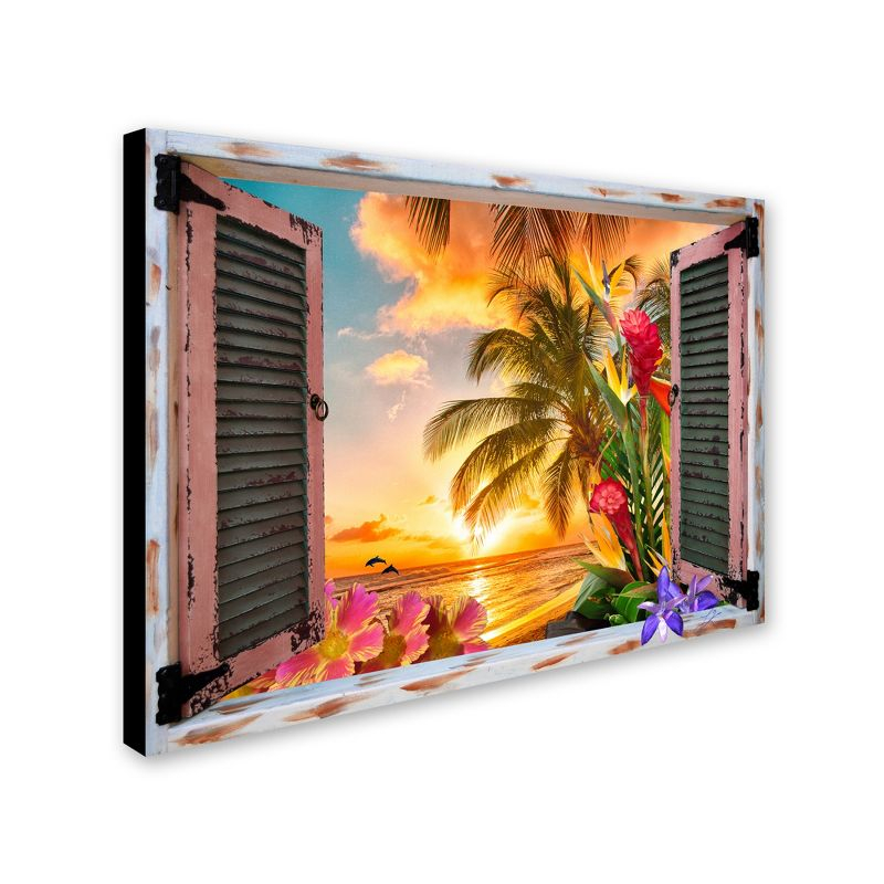 Trademark Fine Art -Leo Kelly 'Tropical Window to Paradise II' Canvas Art - 24''x32''