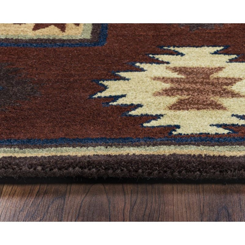 Alora Decor 8'x8' Ryder Southwest Border Round Area Rug Burgundy