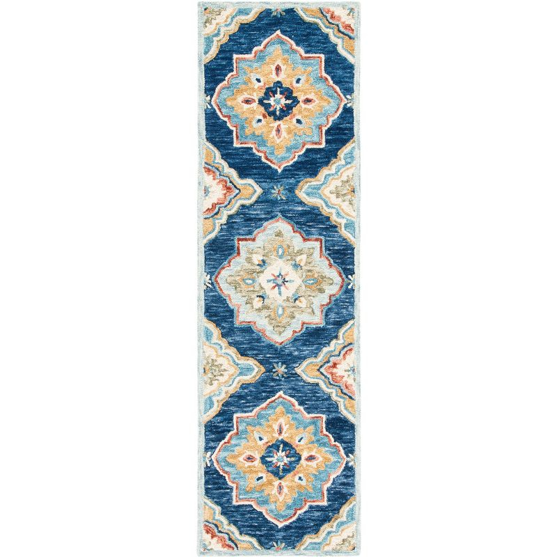 Suzani SZN503 Hand Tufted Runner Rug - Navy/Green - 2'3"x8' - Safavieh.