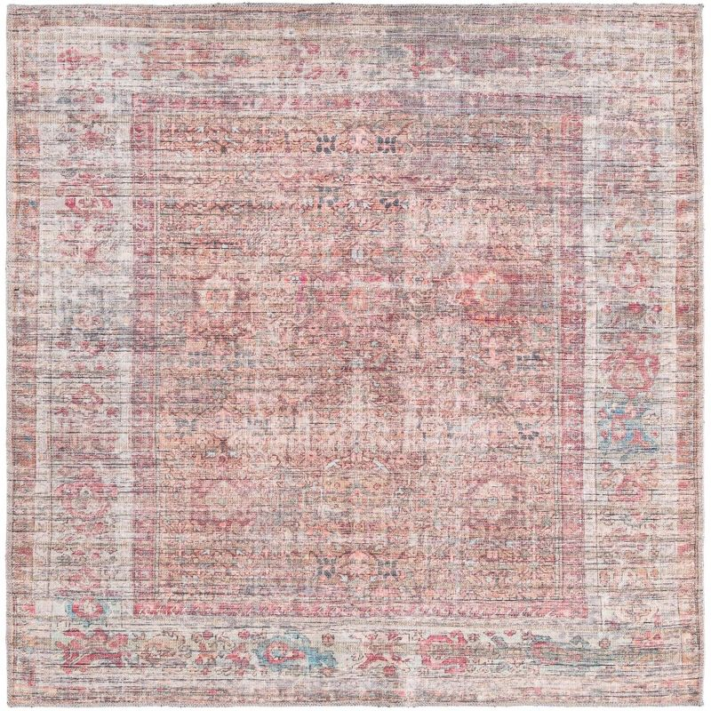 Unique Loom 5' 3 x 5' 3 Nostalgia Euphoria Machine Washable Rust Red and Brown Area Rug