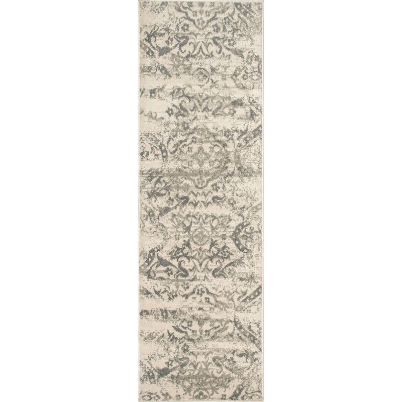 Nuloom Freja Floral & Paisley 2x14 Runner Indoor Area Rug for Living Room Bedroom Dining Room Entryway Hallway Kitchen, Grey/Cream