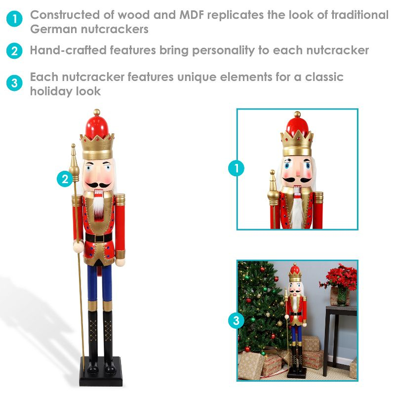 Sunnydaze Arnold the Strong Indoor Decorative Traditional Christmas Wooden Nutcracker Statue, 48-Inch