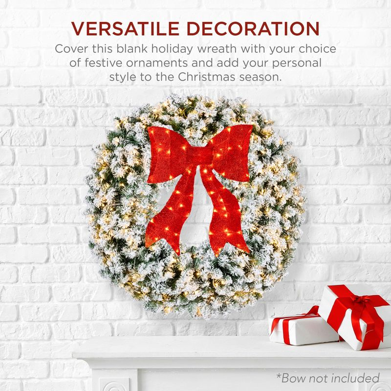 Best Choice Products 48in Artificial Pre-Lit Flocked Fir Christmas Wreath Decoration w/ 200 2-in-1 LED Lights, 714 Tips