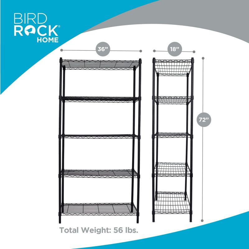 Internet's Best 5-Tier Wire Shelving - Flat Black - Heavy Duty Shelf