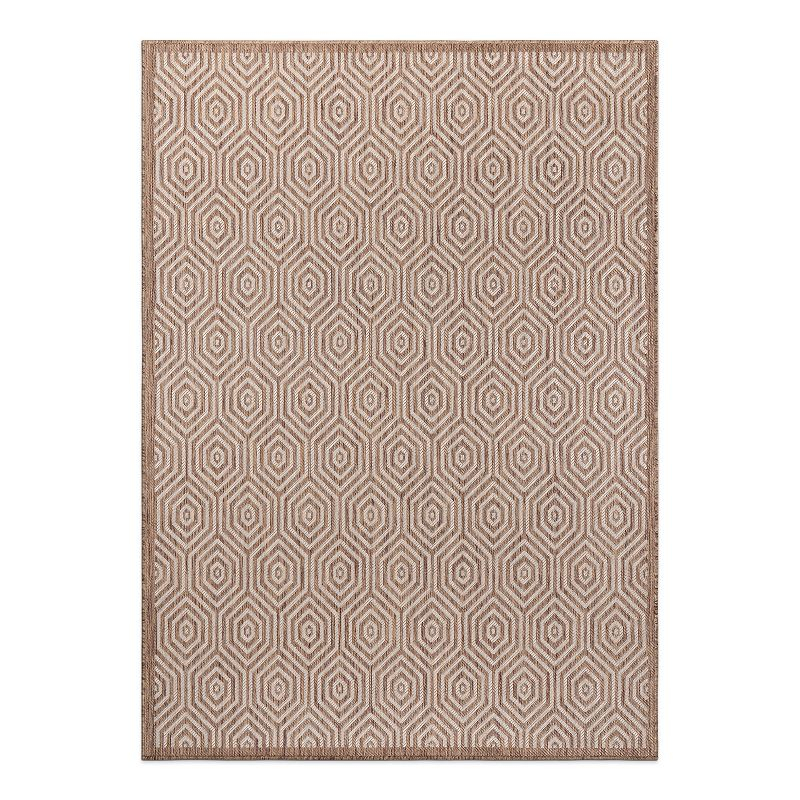 World Rug Gallery Modern Geometric Textured Flat Weave Indoor/Outdoor Area Rug - BROWN 7'10"X10'