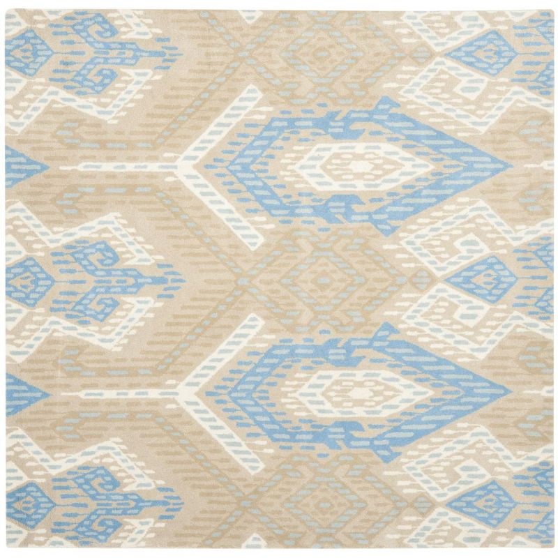 Wyndham WYD373 Hand Tufted Indoor Area Rug - Blue/Ivory - 7'x7' - Safavieh