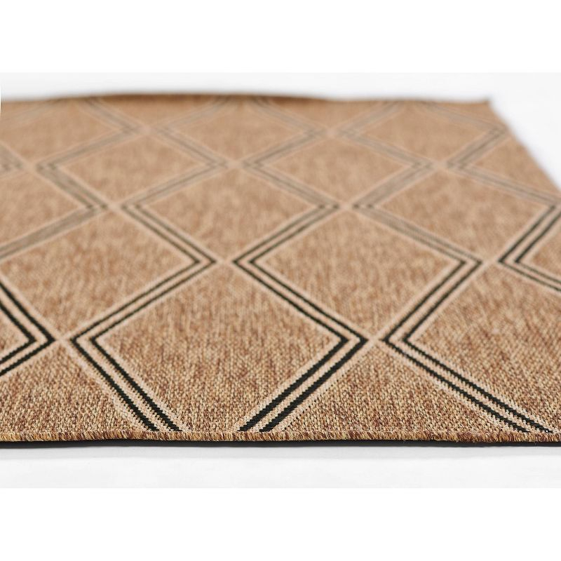 Momeni 6'6"x9' Hampton Ozzy Machine Loomed Indoor/Outdoor Area Rug Natural: Geometric Rectangle, Low Pile Polypropylene