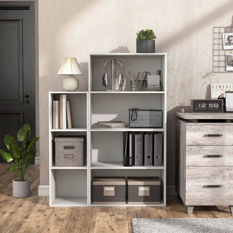 24/7 Shop At Home 46.9" Silkpath Modern 4 Tier Stackable and Modular Bookcase White: Modular Organizer, Open Shelving