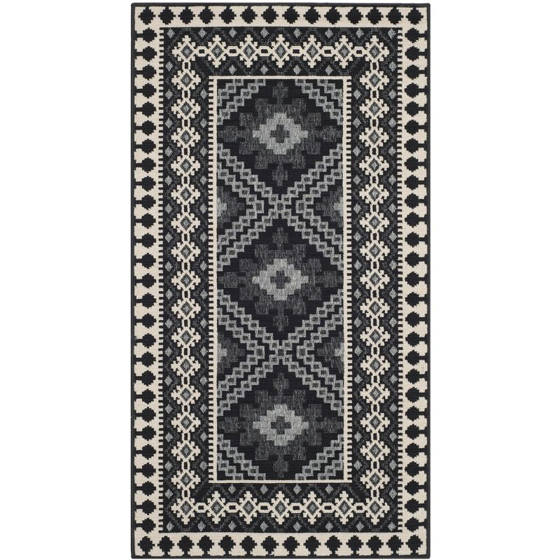 Veranda VER099 Power Loomed Indoor/Outdoor Accent Rug - Black/Creme - 2'7"x5' - Safavieh