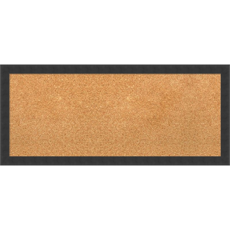Amanti Art Natural Cork Board Wood Framed Mezzanotte Black Bulletin Board 32 in. x 14 in.
