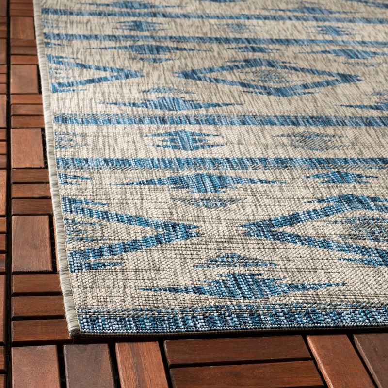 Courtyard CY8863 Power Loomed Indoor/Outdoor Runner Rug - Grey/Navy - 2'3"x10' - Safavieh.