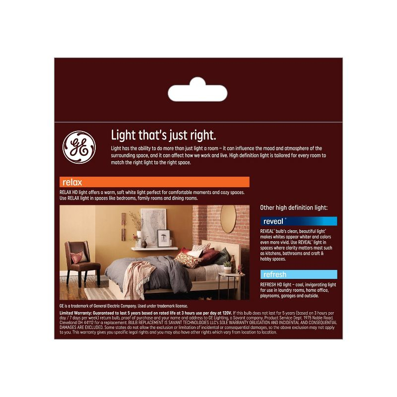 GE 2pk 60W Relax G25 LED Frost Globe Light Bulbs Soft White: Dimmable Vanity Round Bulbs, Energy Star Certified