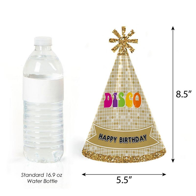 Big Dot of Happiness 70's Disco - Cone Happy Birthday Party Hats for Kids and Adults - Set of 8 (Standard Size)