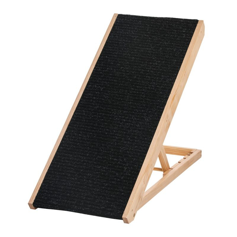 PawHut Elevated Pet Ramp for Dogs and Cats, Foldable and Height Adjustable with Non-slip Finish, Pine 35.5"L x 16"W x 24"H, Black