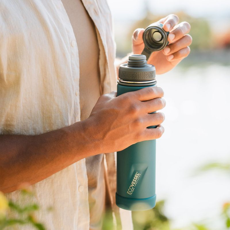 EcoVessel BOULDER TriMax Insulated Stainless Steel Water Bottle - 20oz - Mountain Green